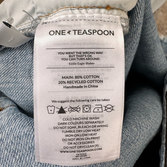 NWT Free People x One Teaspoon Jacksons MW short distressed frayed Ocean size 31 - Picture 12 of 12